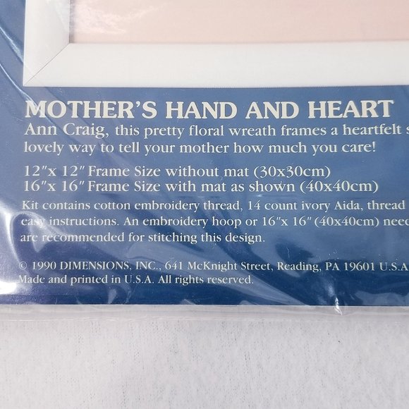Vtg. Counted X-Stitch Kit "Mother's Hand & Heart" - Picture 4 of 6